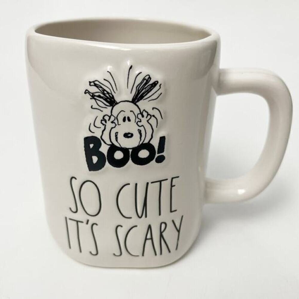 Rae Dunn Peanuts BOO!‎ So Cute It's Scary Mug Snoopy Charlie Brown Halloween NEW
